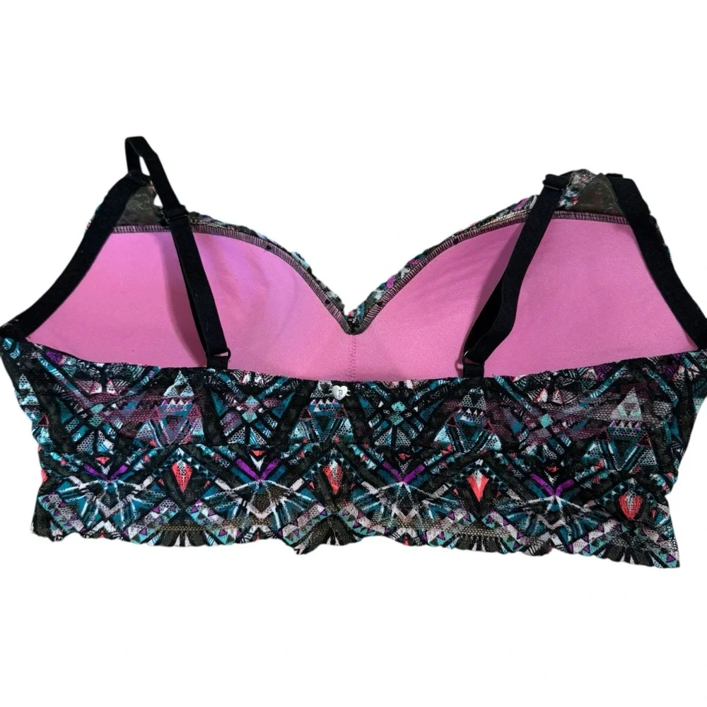 Victoria's Secret Pink Black/multi Lace Push Up Bralette Medium A-C RN 54867